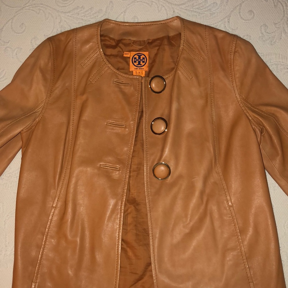 Tory Burch brown leather jacket (real leather)